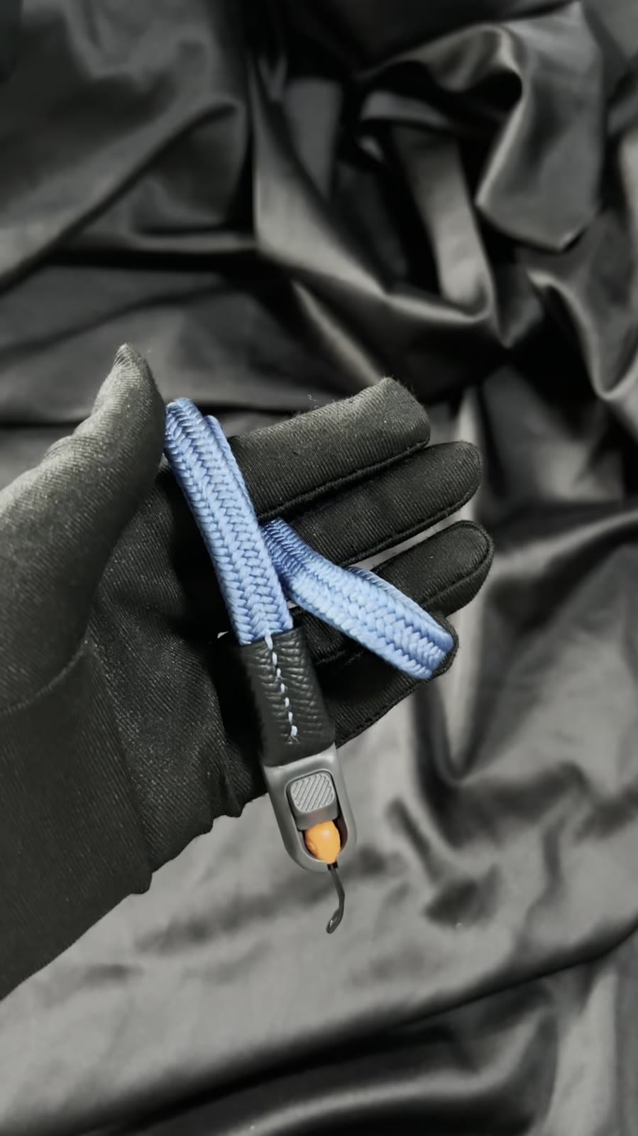 Silk Camera Wrist Strap Cyan Blue