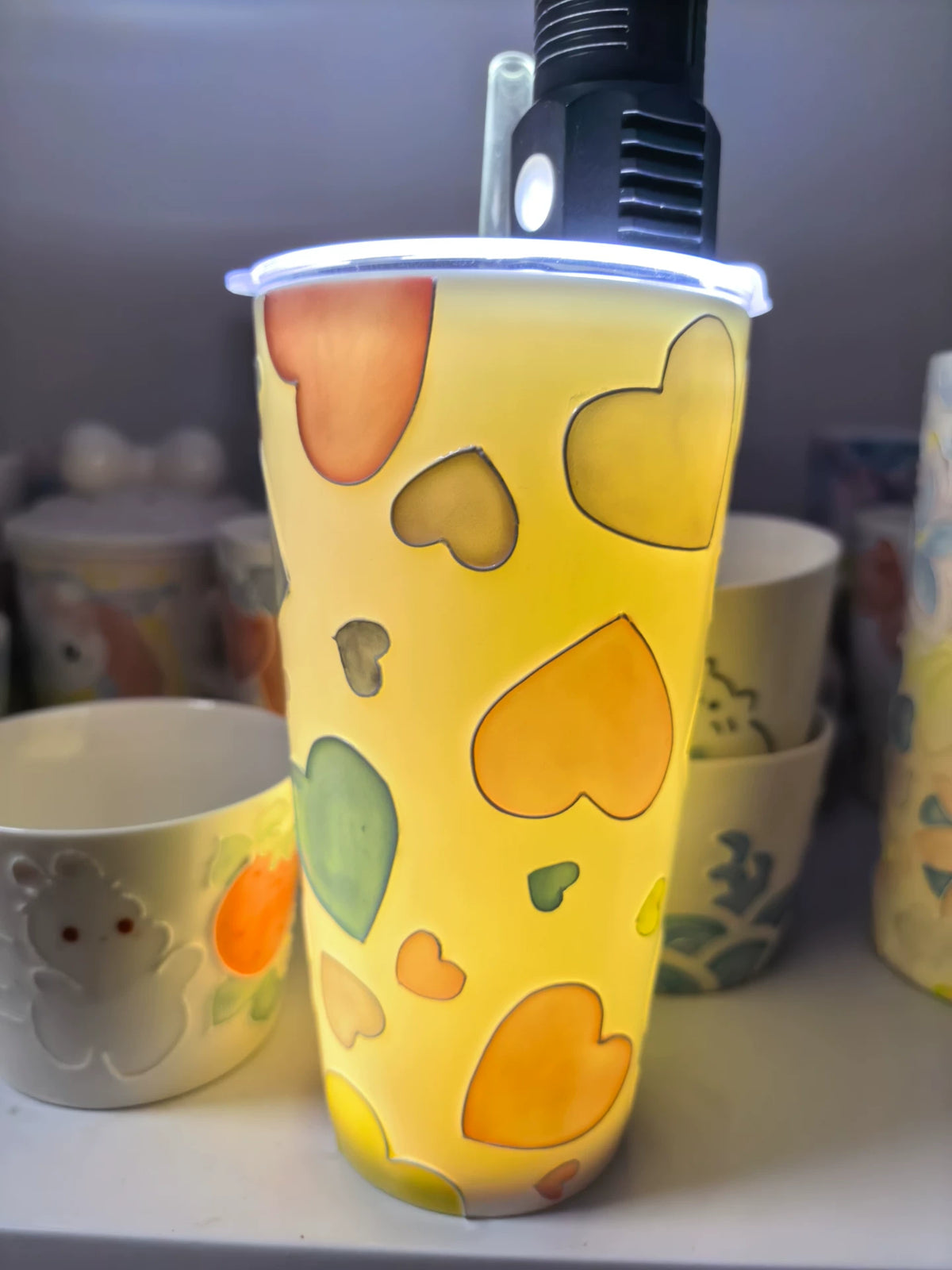 Handmålad keramikmugg med sug 500ml