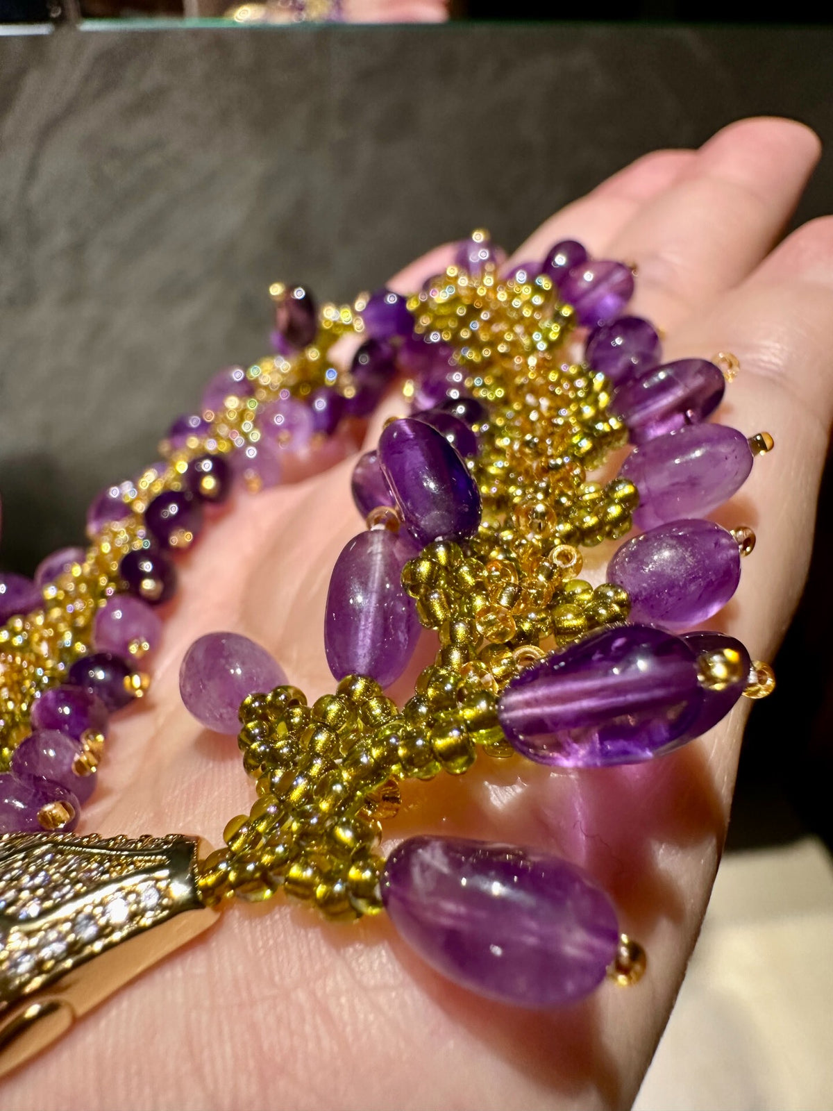 Amethyst Snake Beaded Bracelet
