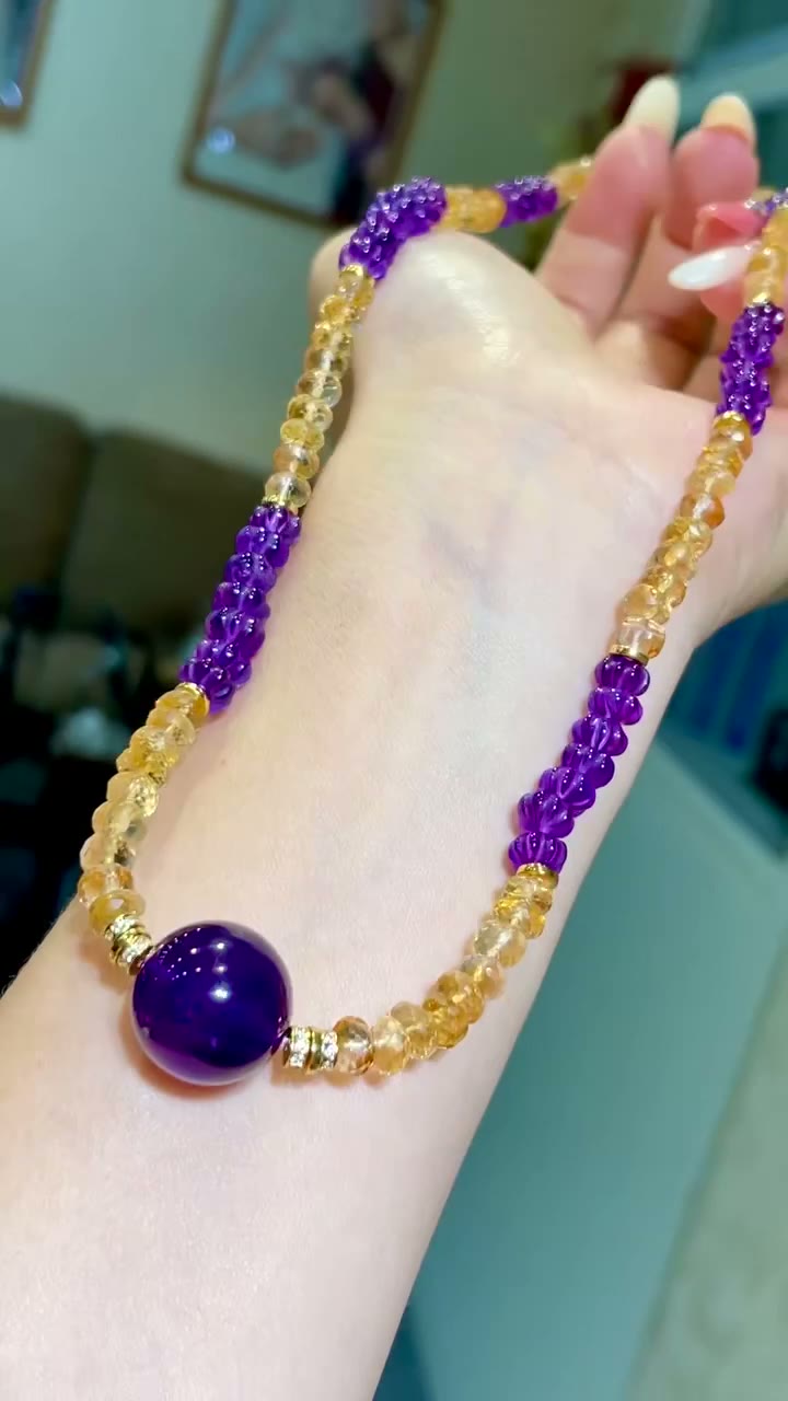 Multi-Strand Amethyst Citrine Beaded Necklace