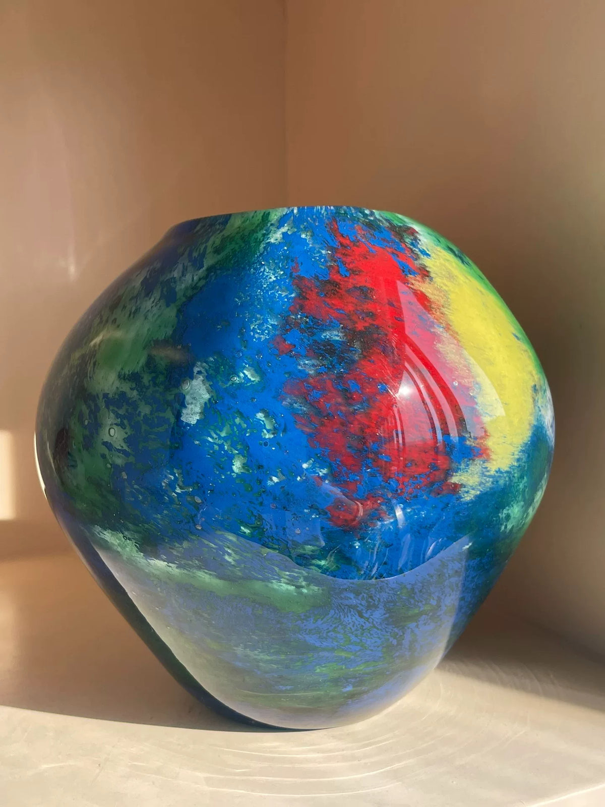 Multicolor Art Glass Globe Vase 15 cm
