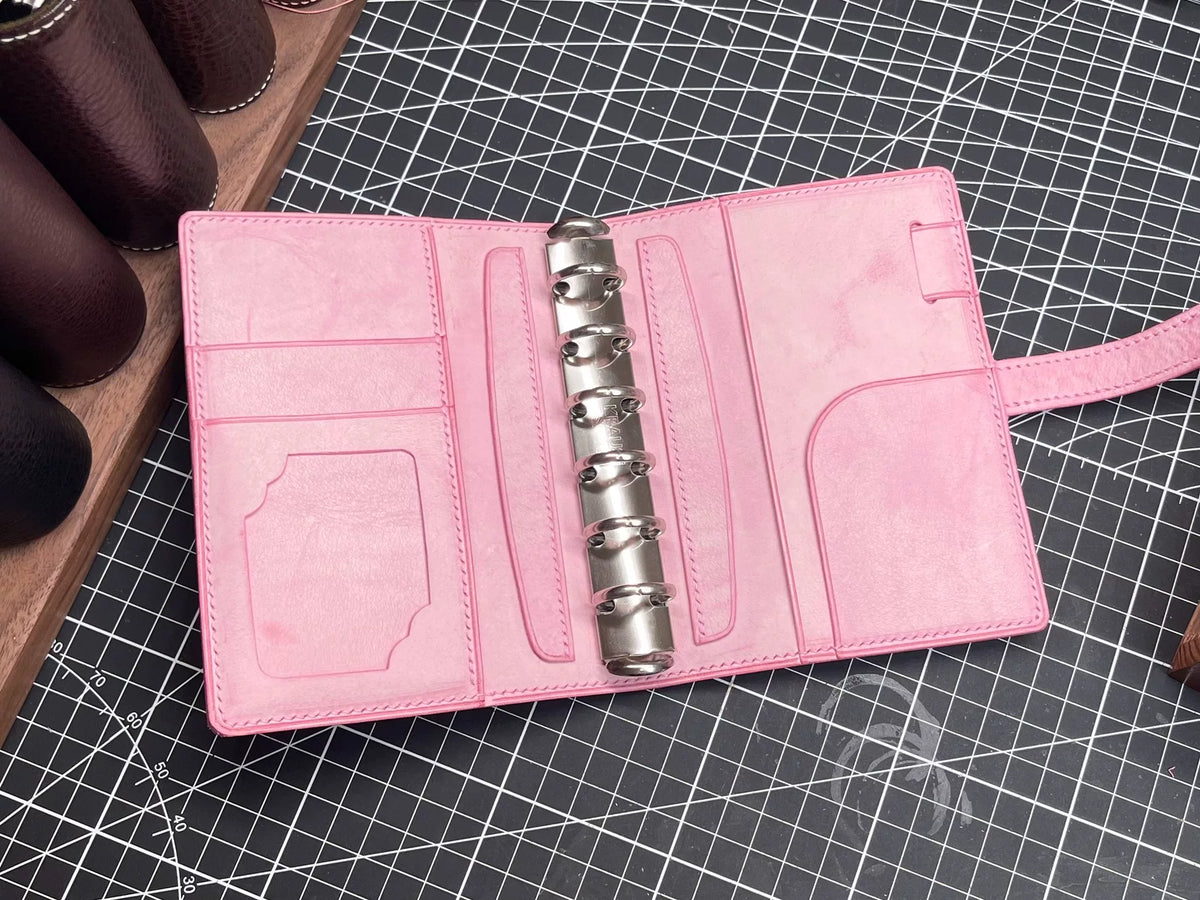 A7 Pink Loose Leaf Journal with Pockets