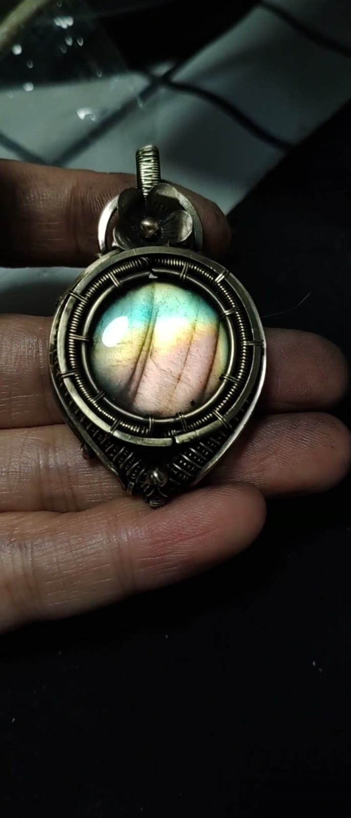 Labradorite Brass Wire Wrapped Pendant