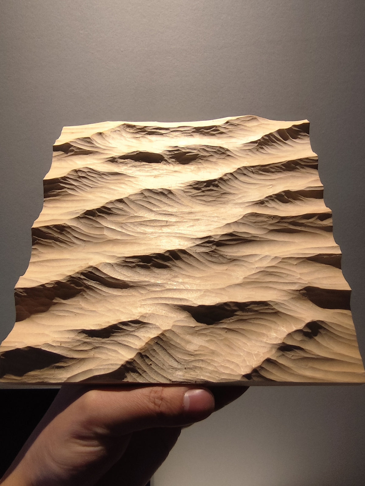 Handcrafted Linden Wood Wave Carving 20cm