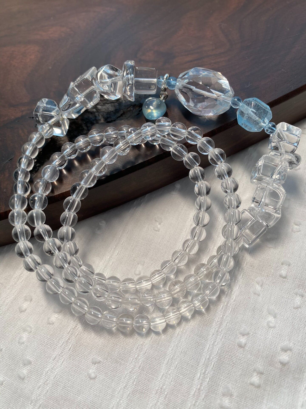 Triple Wrap Crystal Aquamarine Bracelet