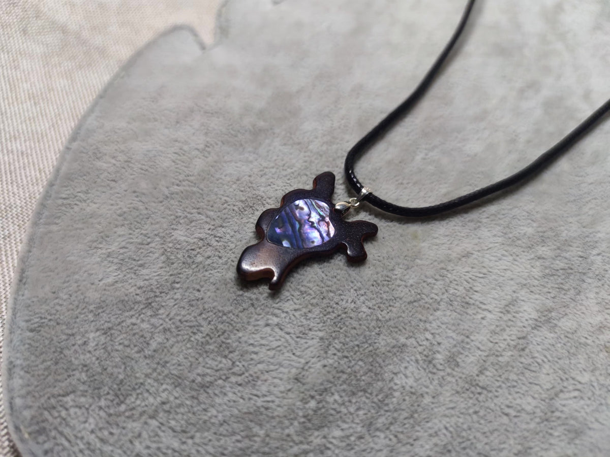 Red Sandalwood Abalone Amoeba Pendant