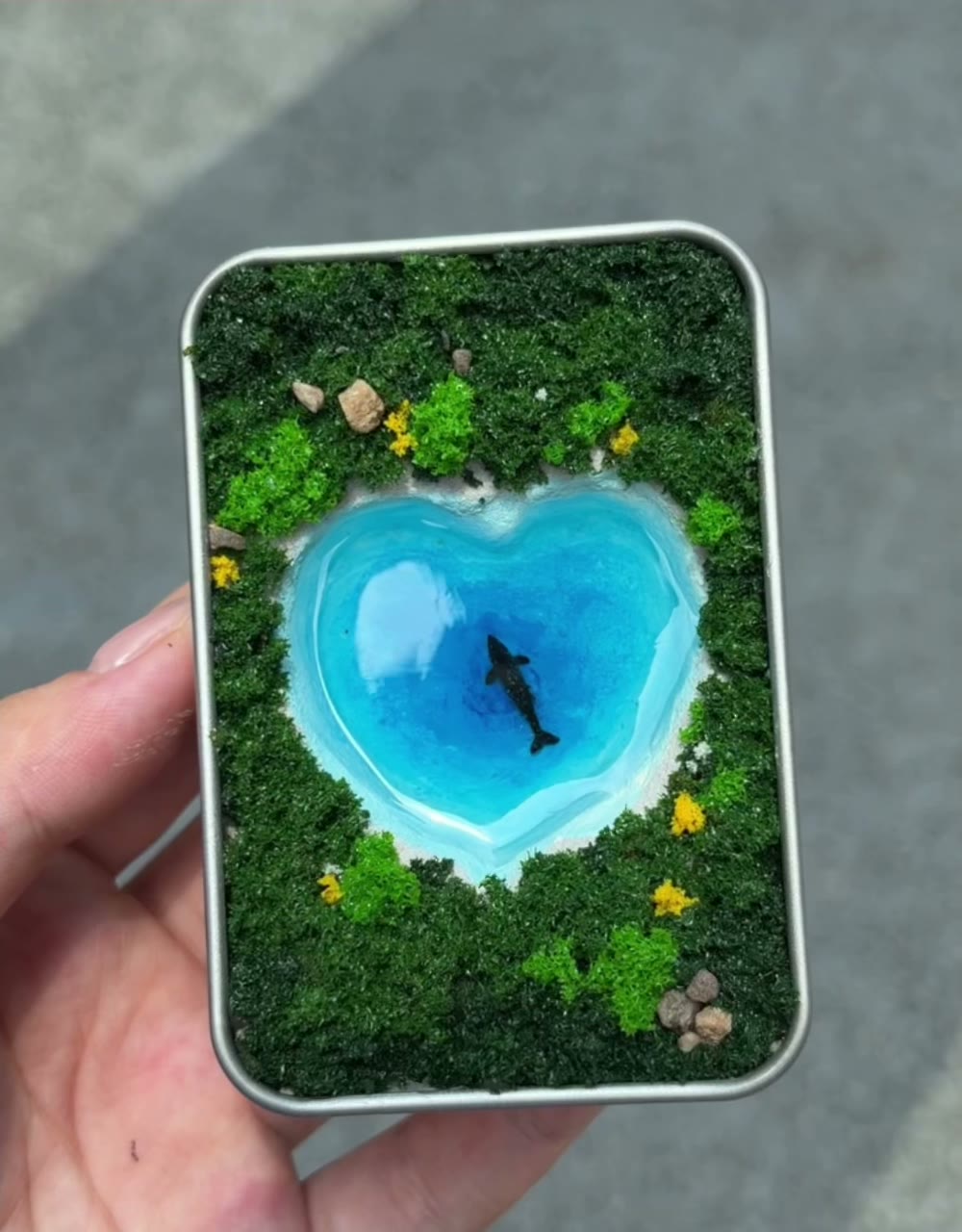 Metal Diorama Box with Whale Scene