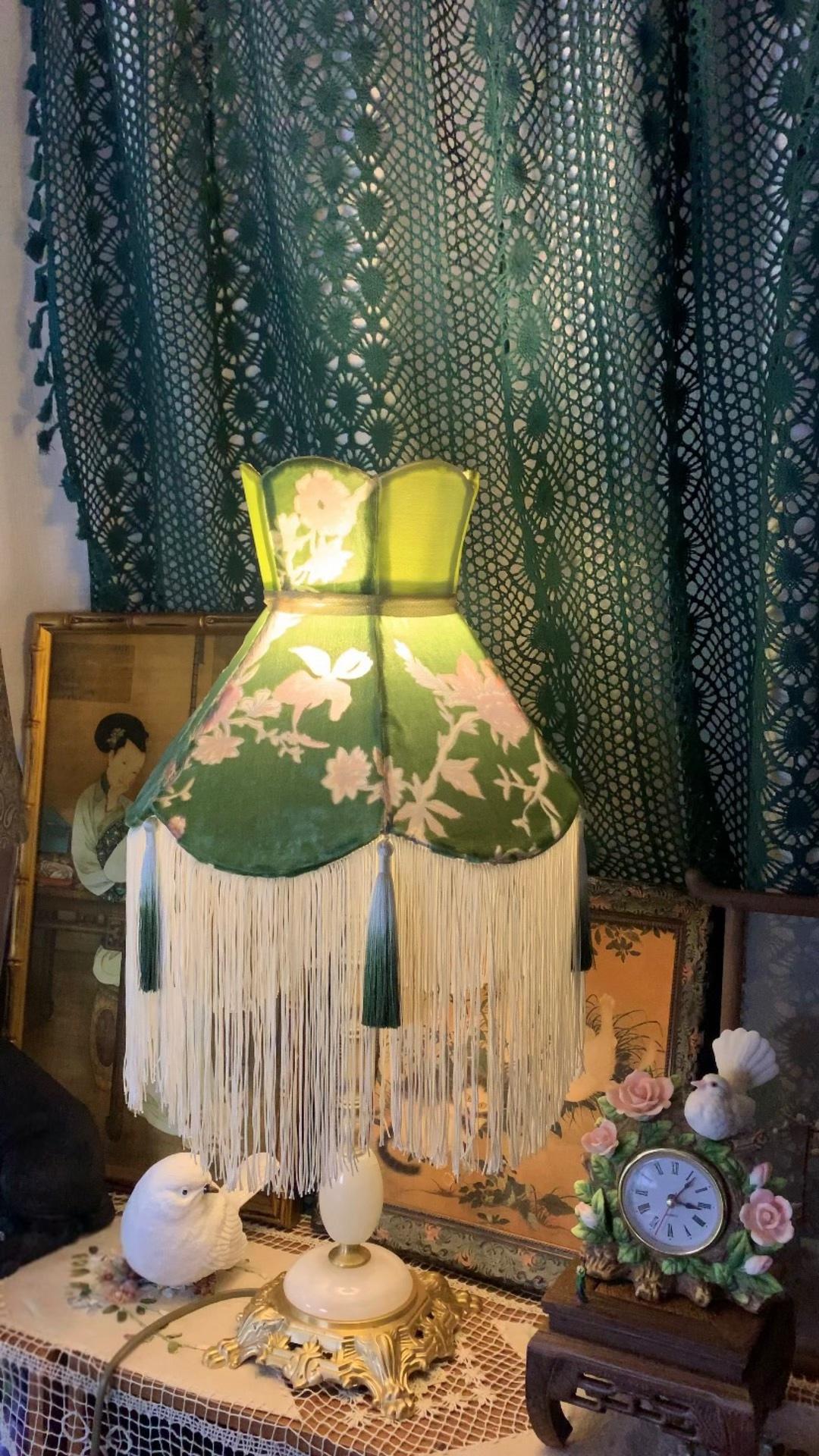Pagoda Silk Lampshade with Floral Pattern