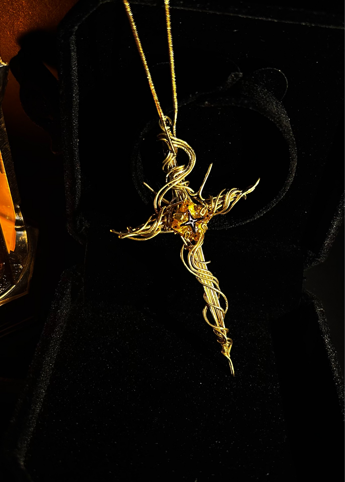 Wire Wrapped Crystal Necklace Brass Chain