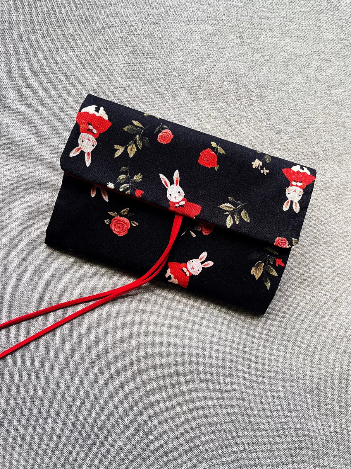 Cotton Tarot Card Pouch with Red Drawstring