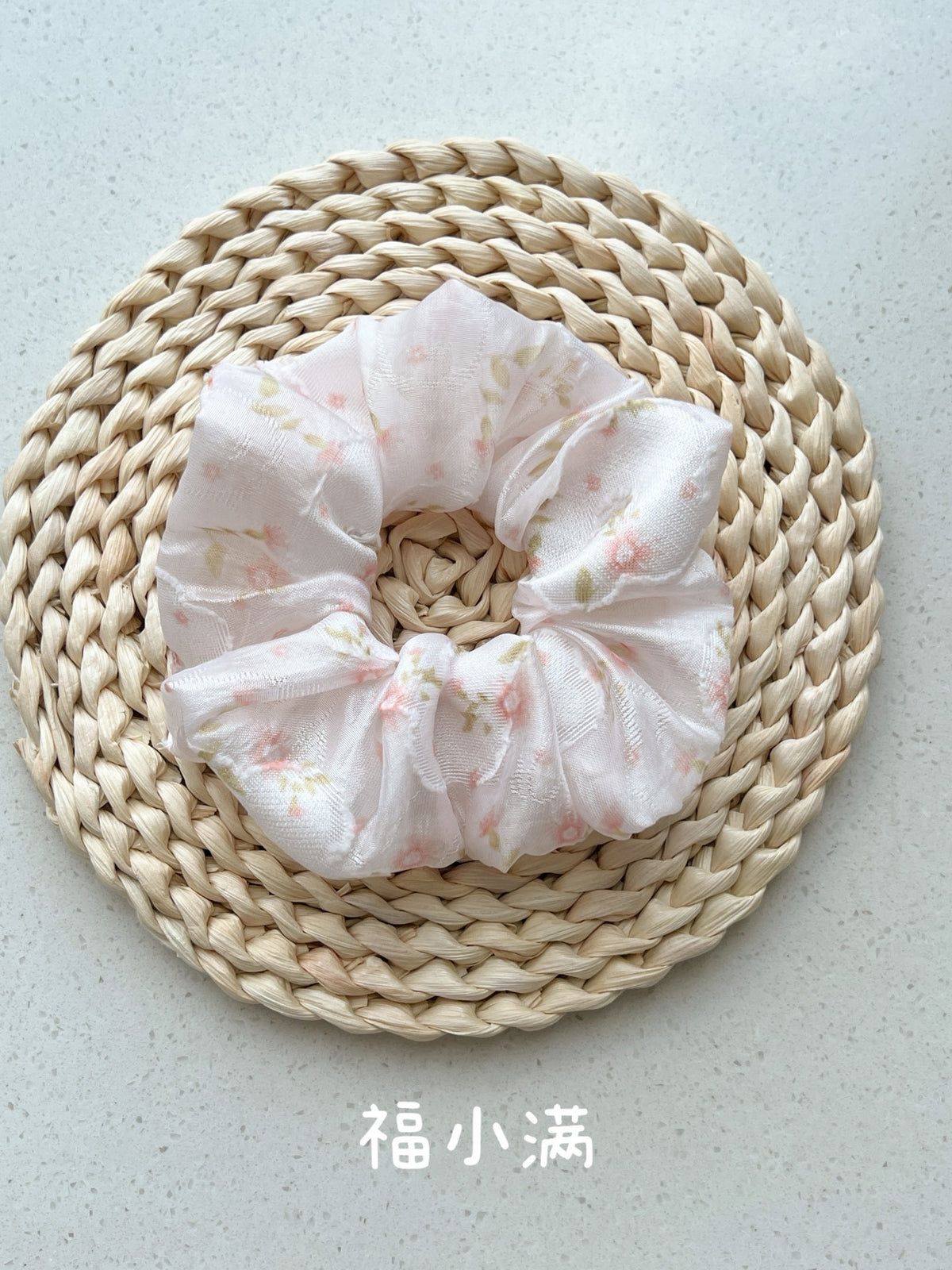 Pink Floral Scrunchie Handmade Summer Accessory