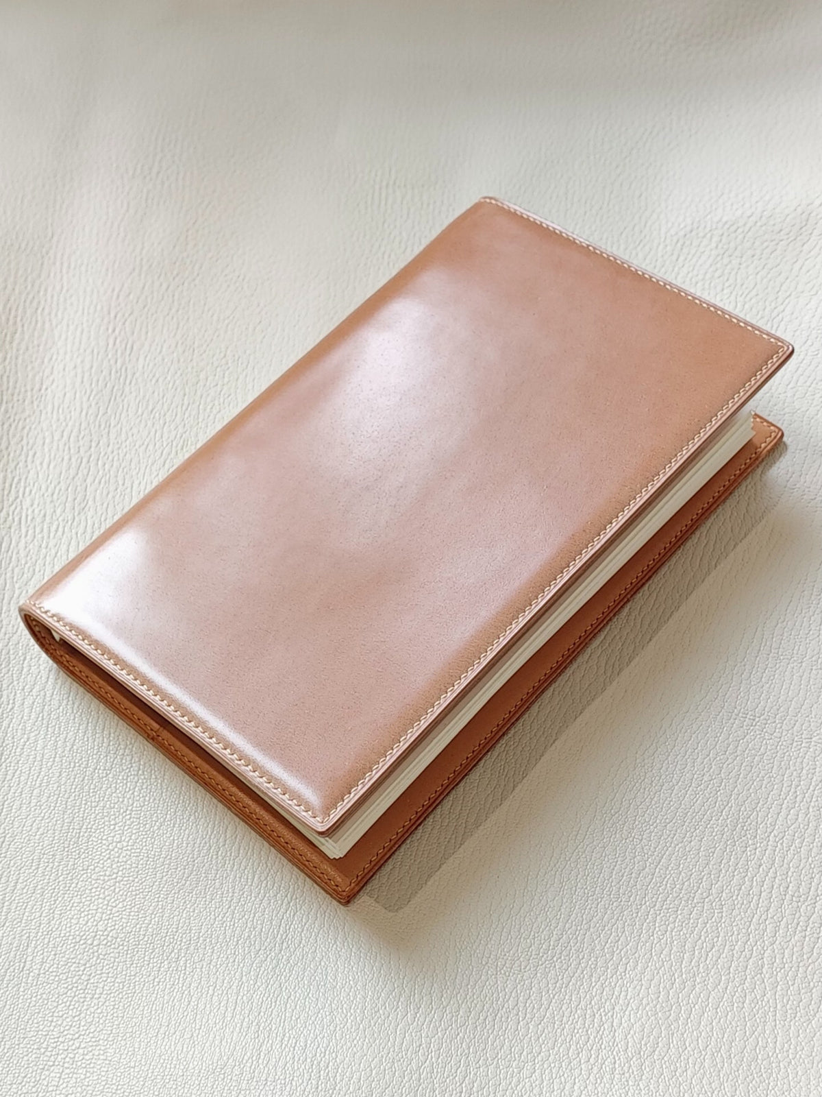 A5 Slim Bi-Fold Notebook Cover in Shell Cordovan