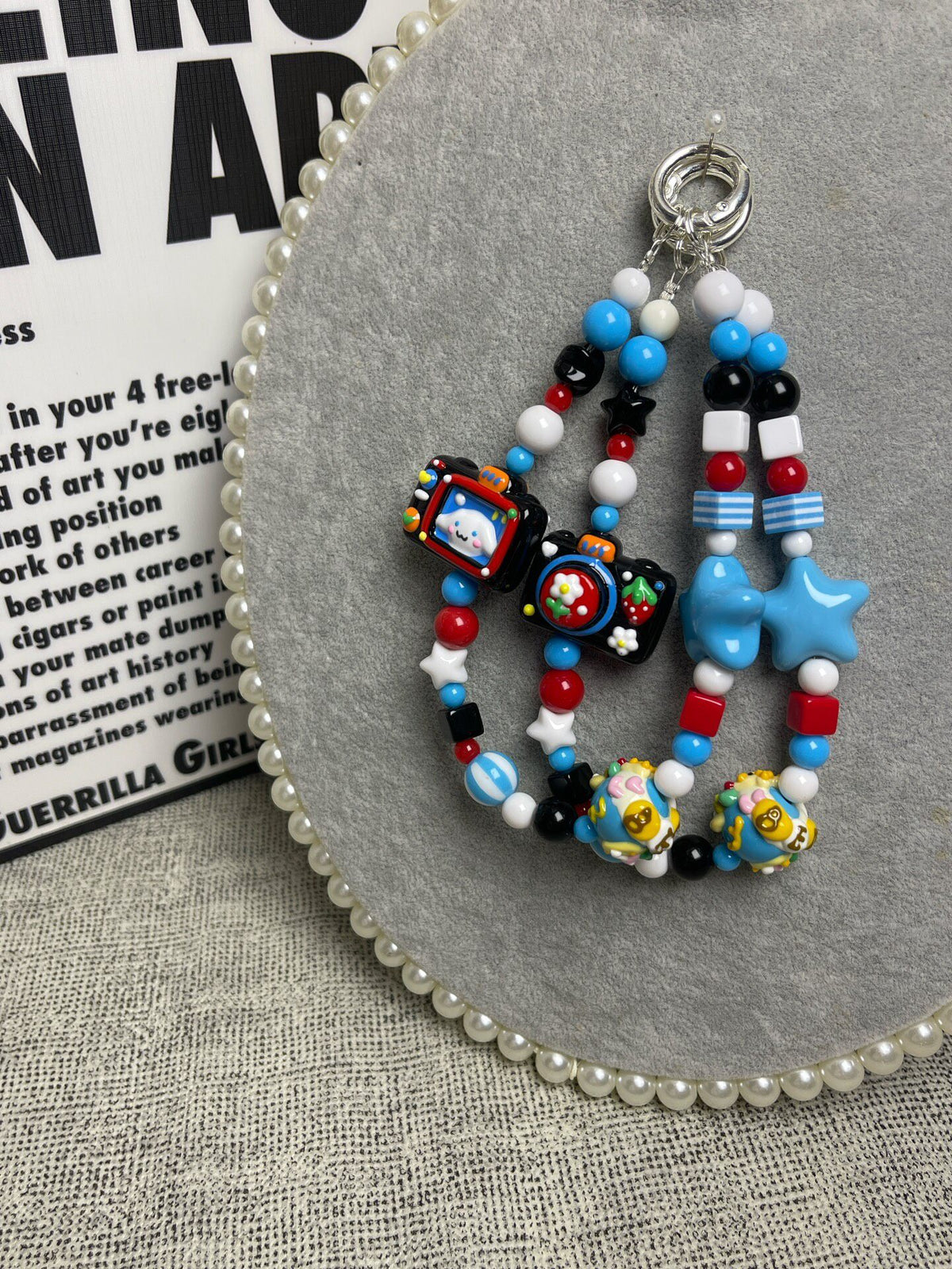 Cartoon Camera Beaded Phone Strap