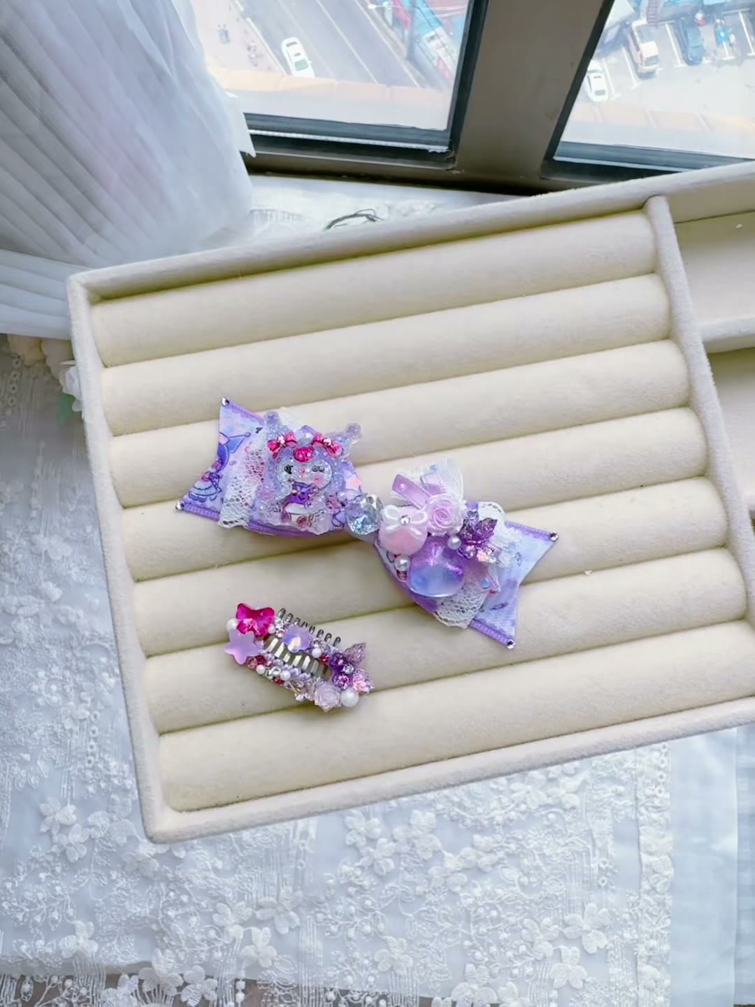 Purple Kuromi Pet Hair Bow Accessories