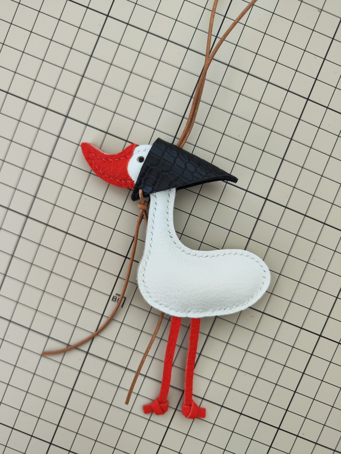 Handmade Leather Lucky Duck Keychain Bag Charm
