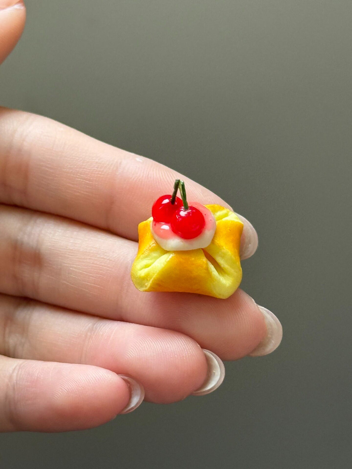 Miniature Cherry Tart Clay Charm