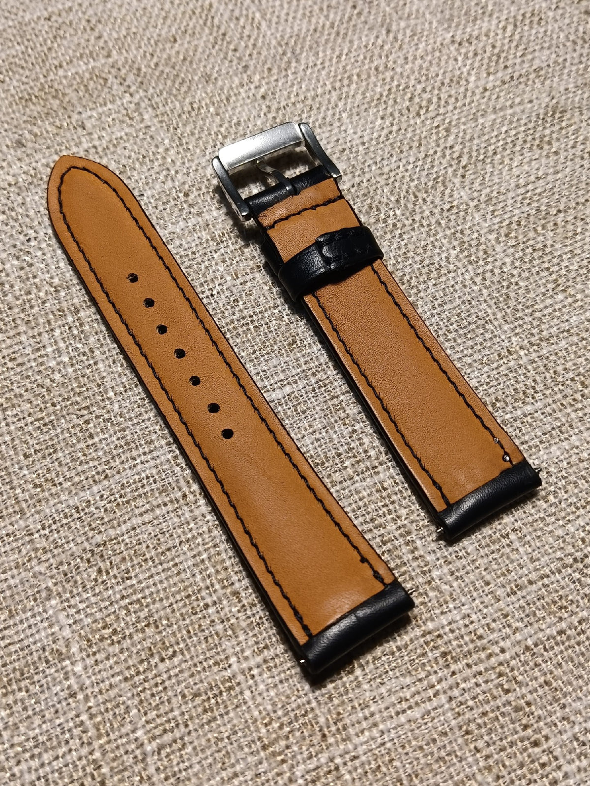 Black Leather Watch Strap 20mm 18mm