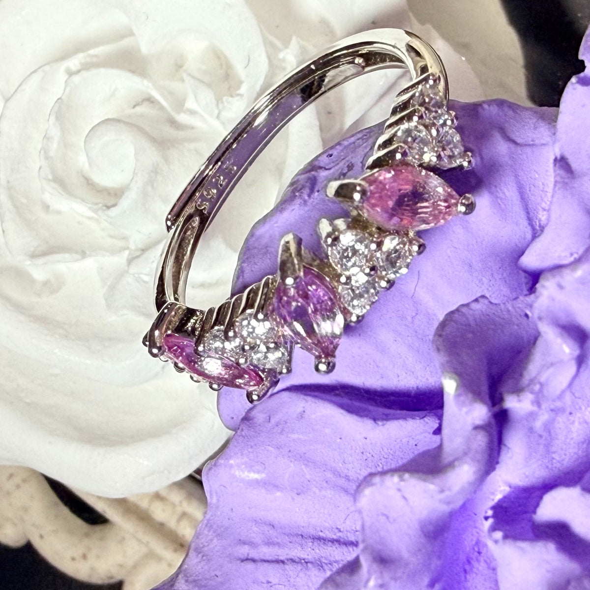 Anillo de Zafiro Rosa Marquise en Plata de Ley