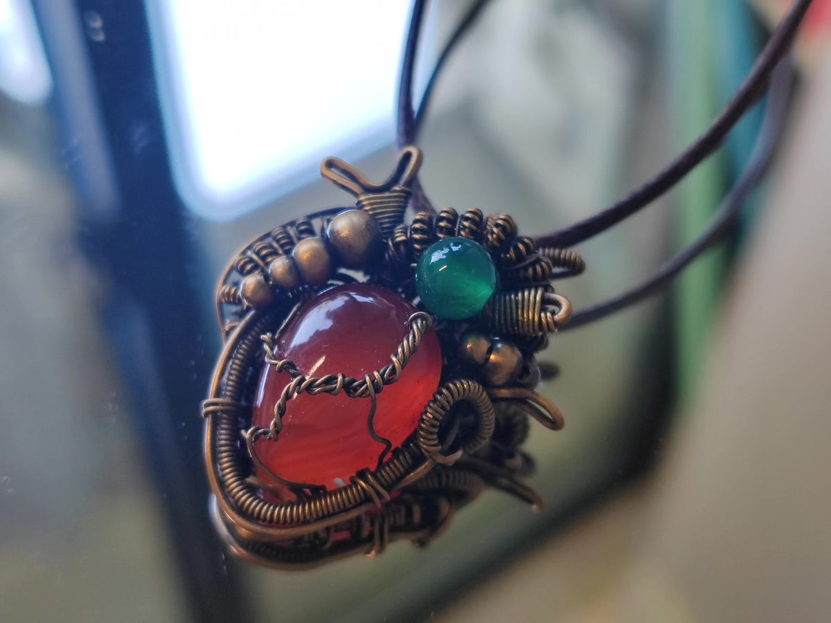Wire Wrapped Heart Agate Pendant