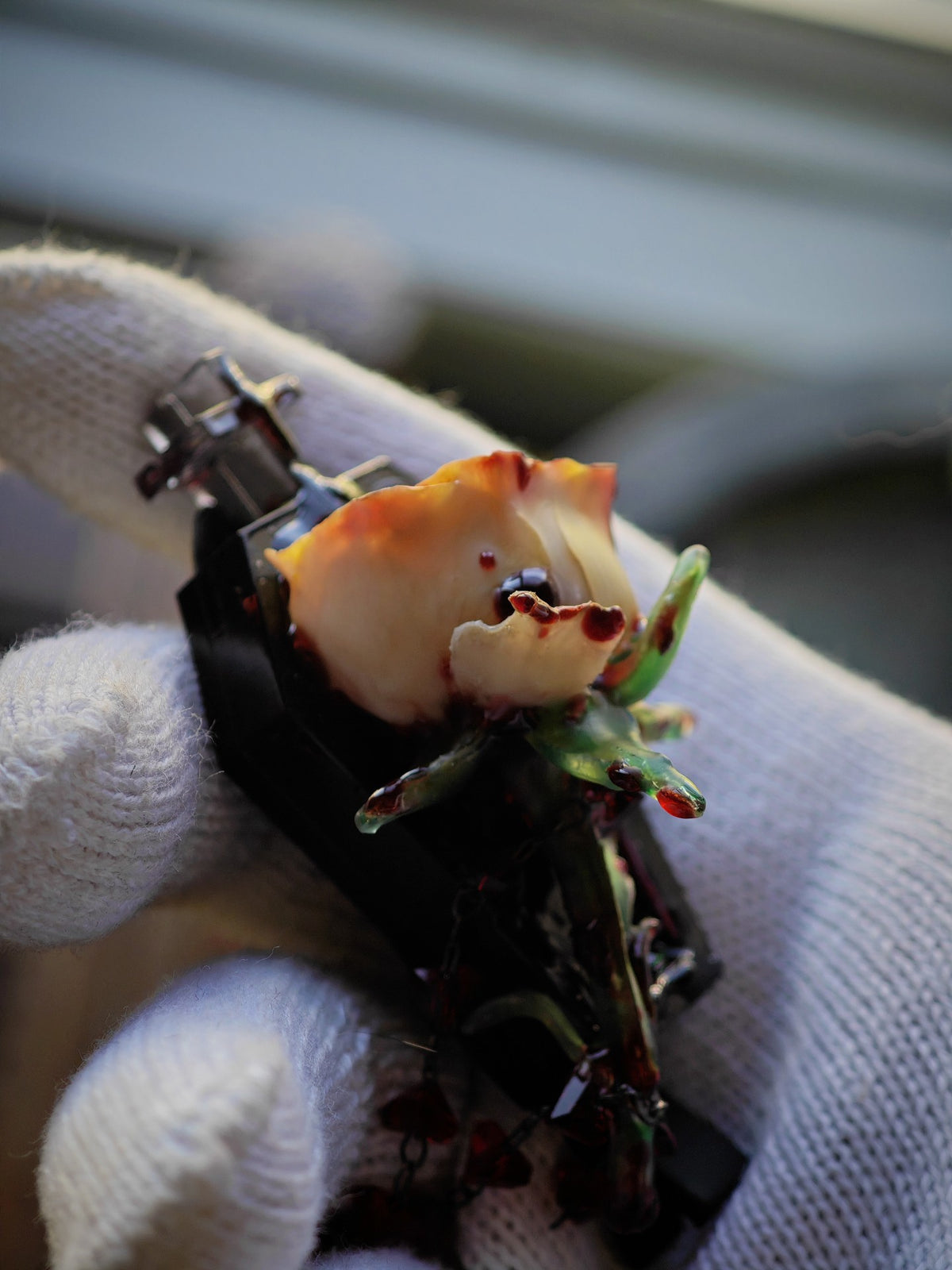 Clay Rose Hair Clip Coffin Design