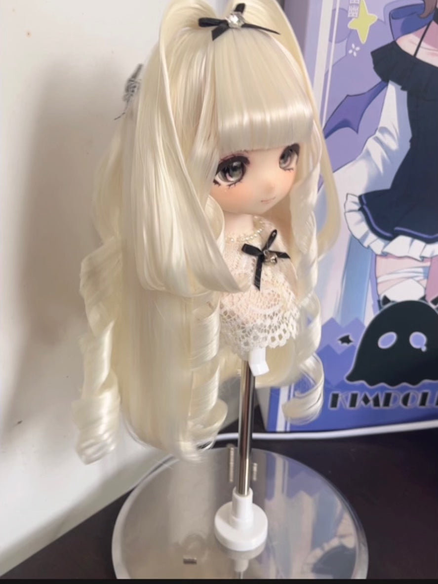 Platinum Blonde Doll Wig with Curled Ends