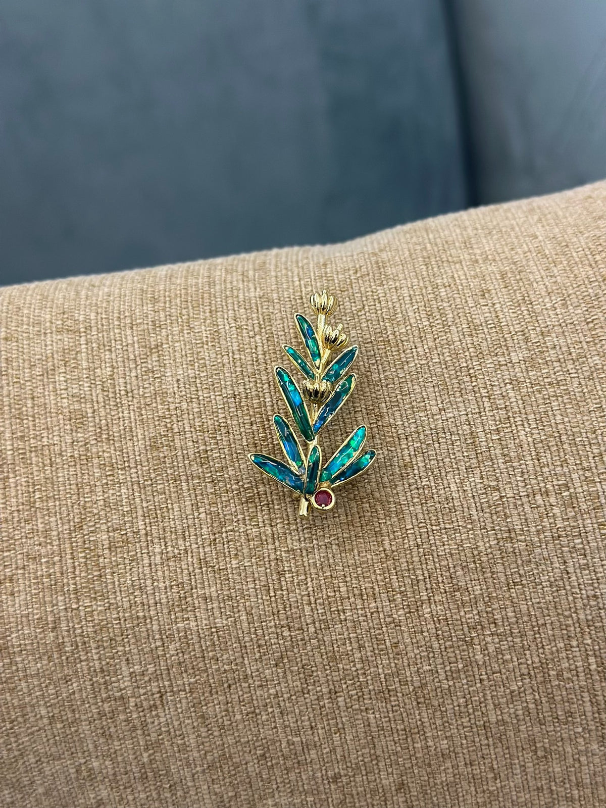 Olive Branch Mother of Pearl Brooch