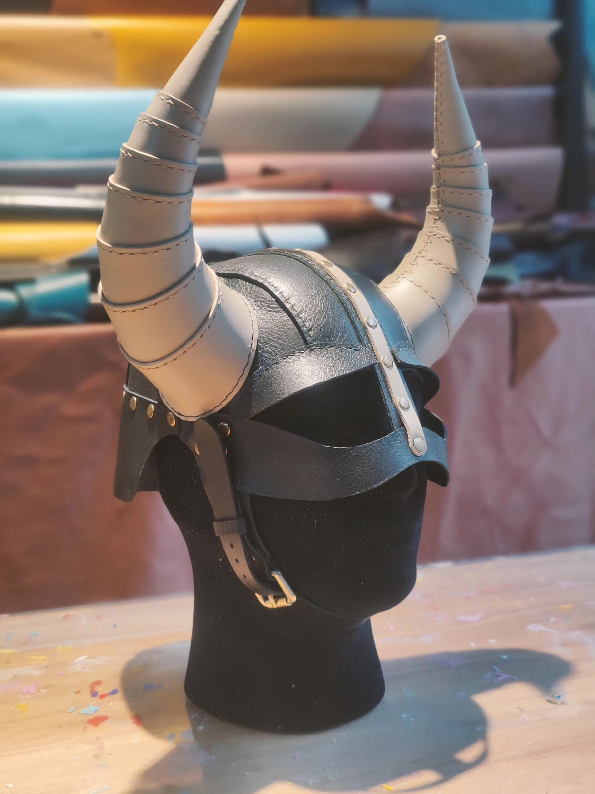 Custom Leather Viking Helmet Mask
