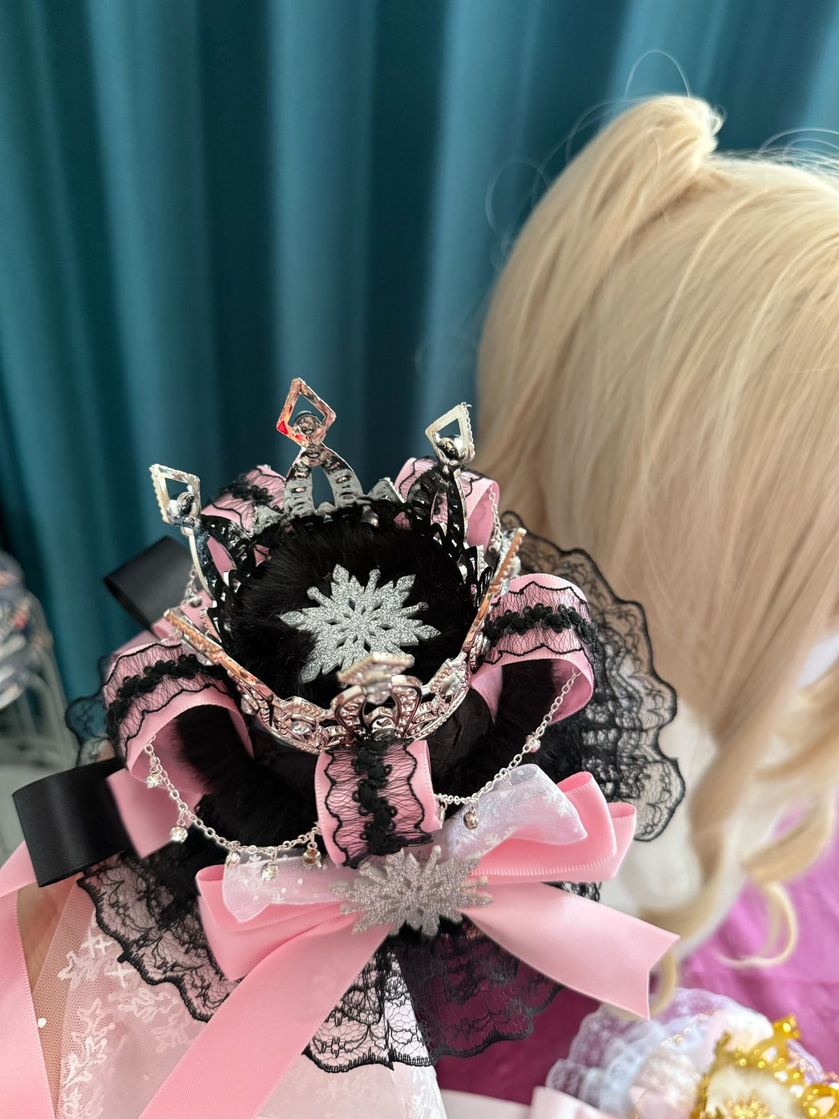 Gothic Lolita Crown Fascinator with Snowflake Charm
