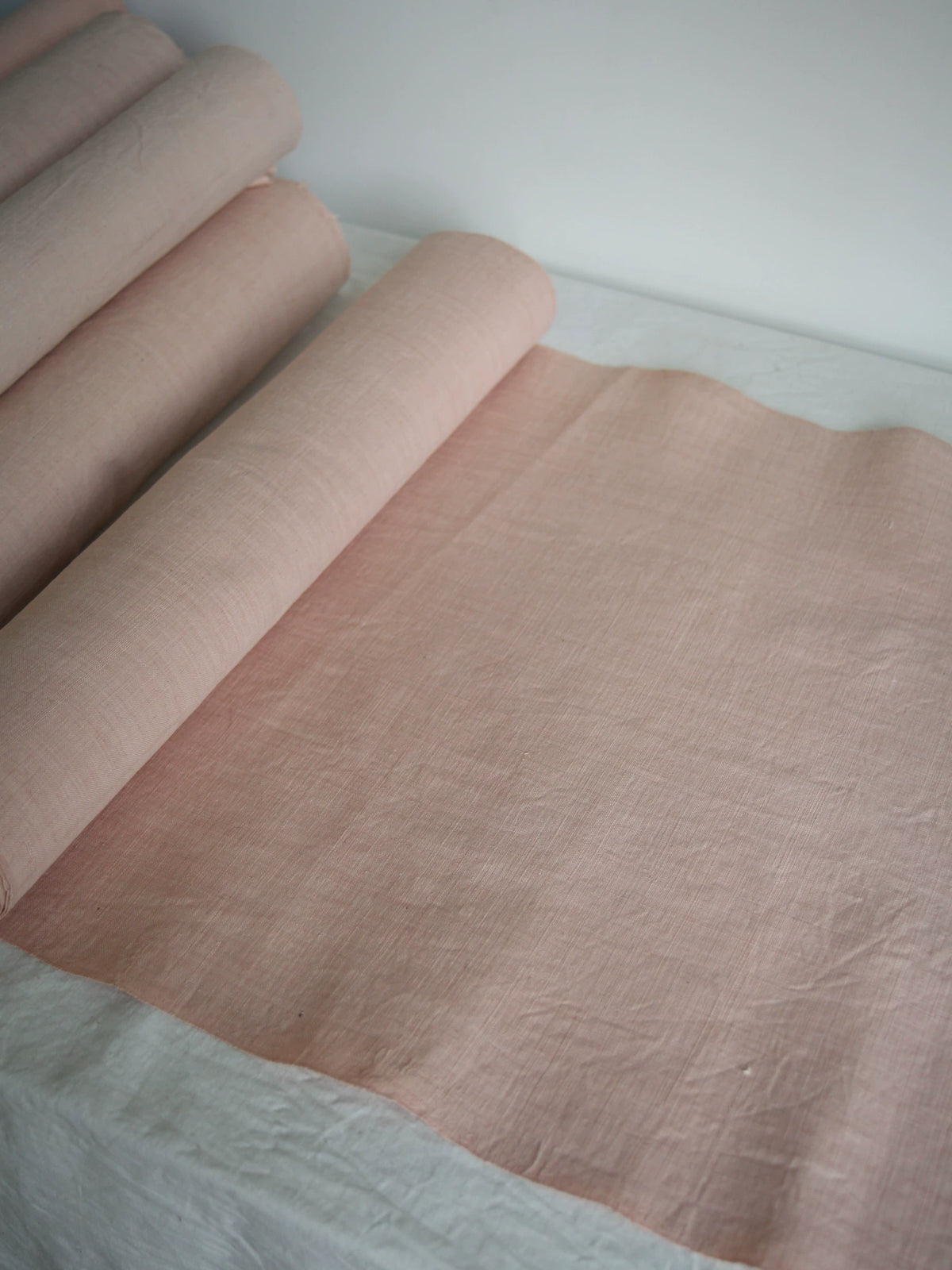 Handgeweven Katoen Stof Geverfd met Meekwort Licht Roze