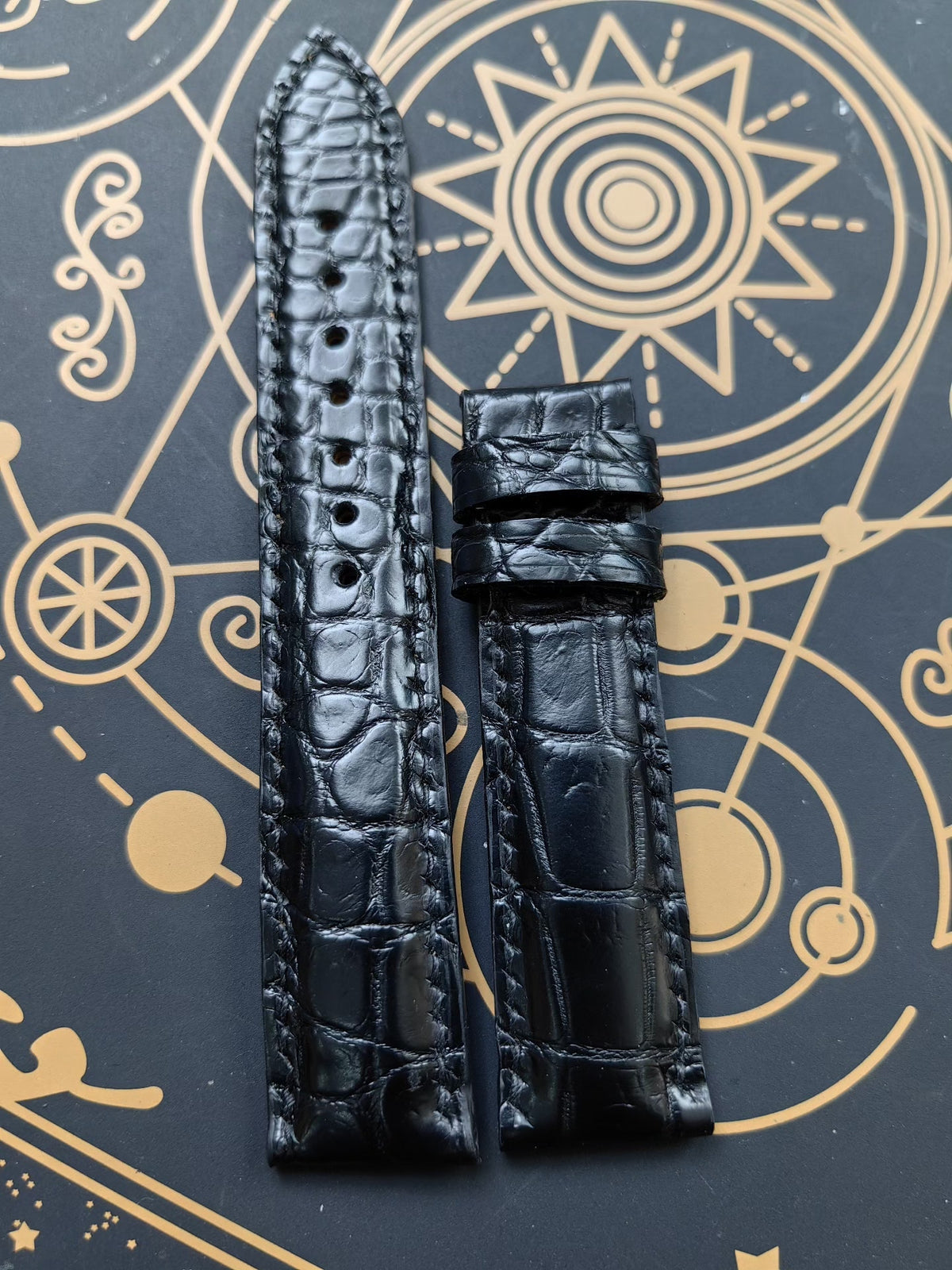 Black Alligator Leather Watch Strap 20mm