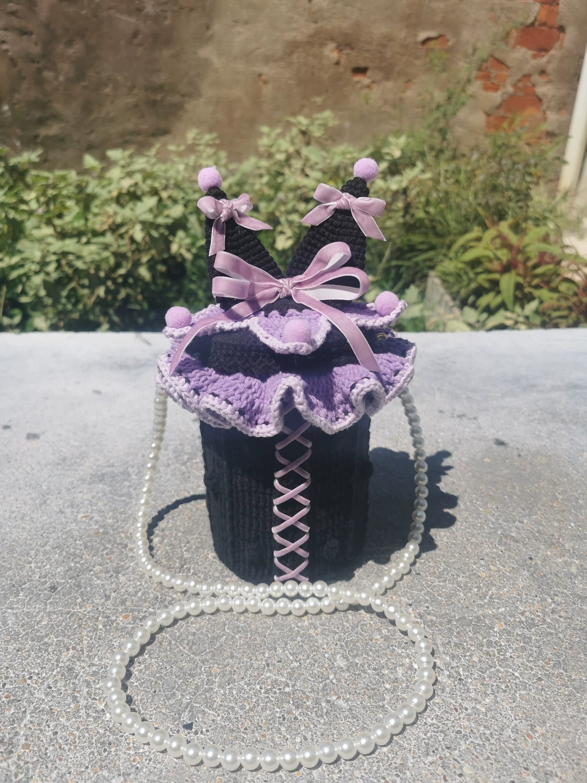 Sac en fil crocheté à la main style Kuromi – version longue