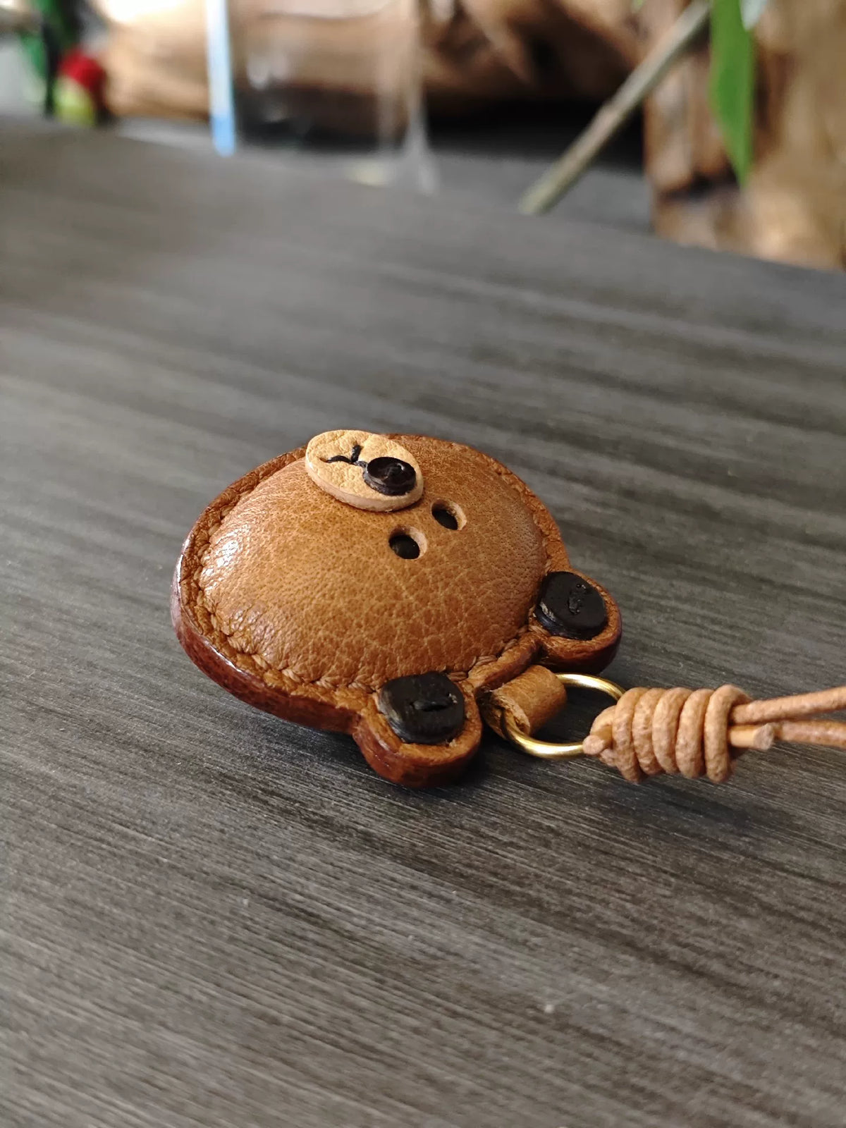 Handmade Brown Bear Leather Bag Charm
