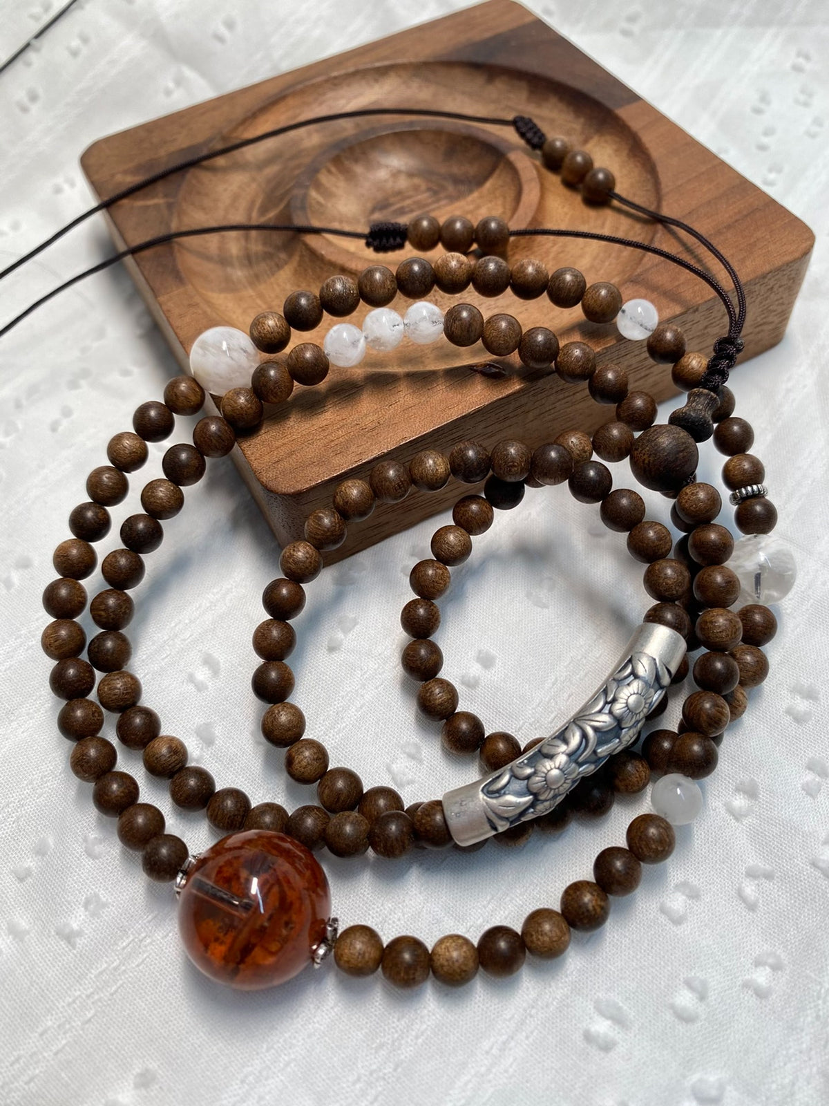 Agarwood Bracelet with Red Fire Phoenix Bead