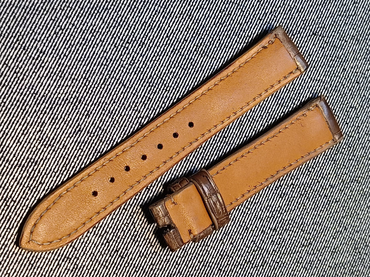 Khaki Crocodile Leather Watch Strap 18mm