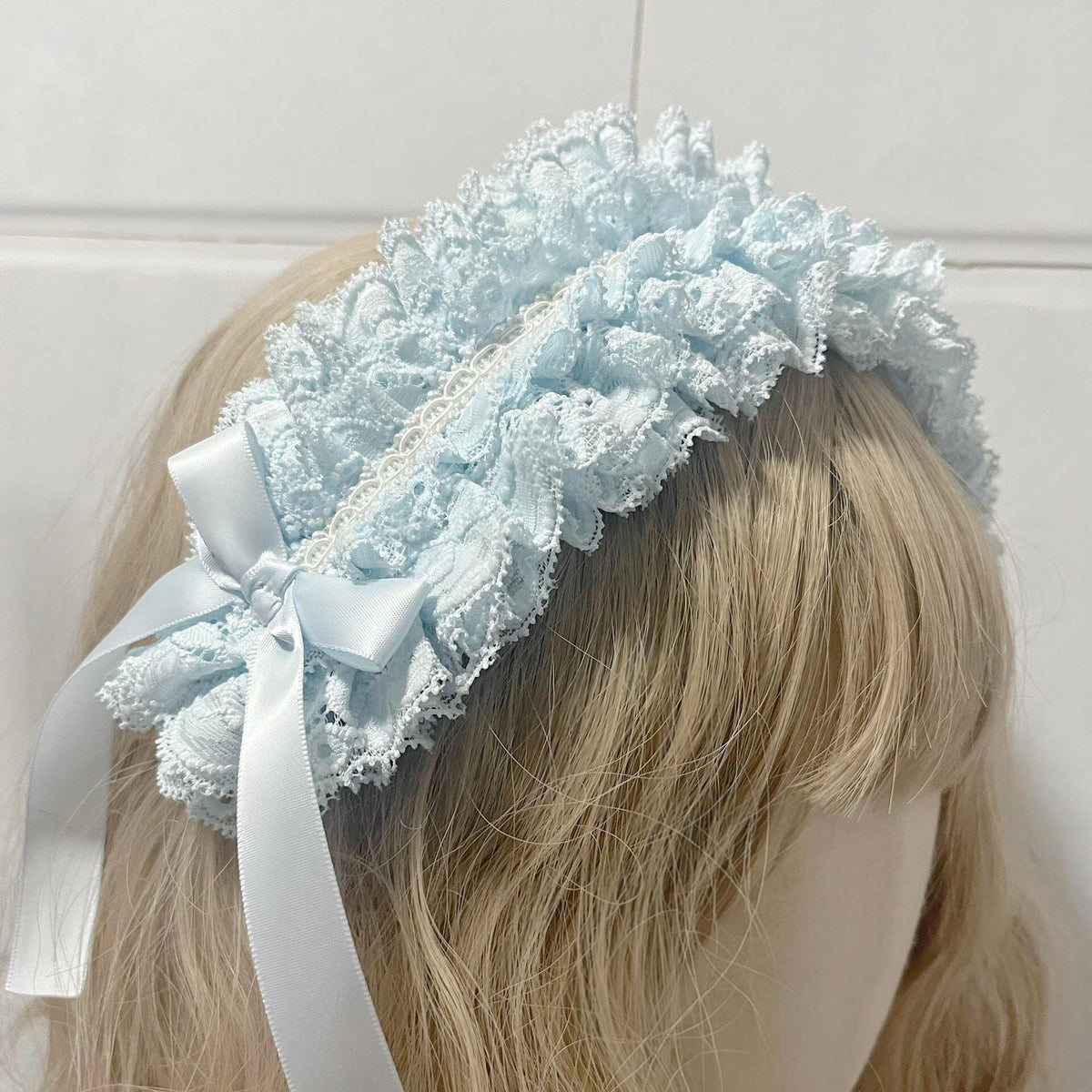 Blue Lace Lolita Headband Vintage Doll