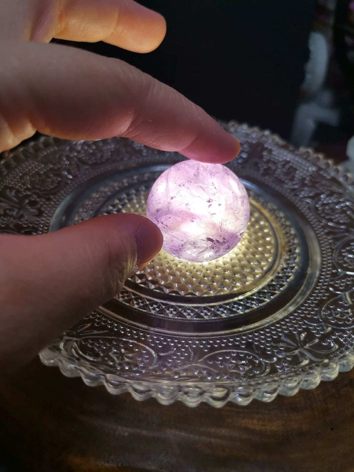Natural Amethyst Sphere with Trapiche 32mm