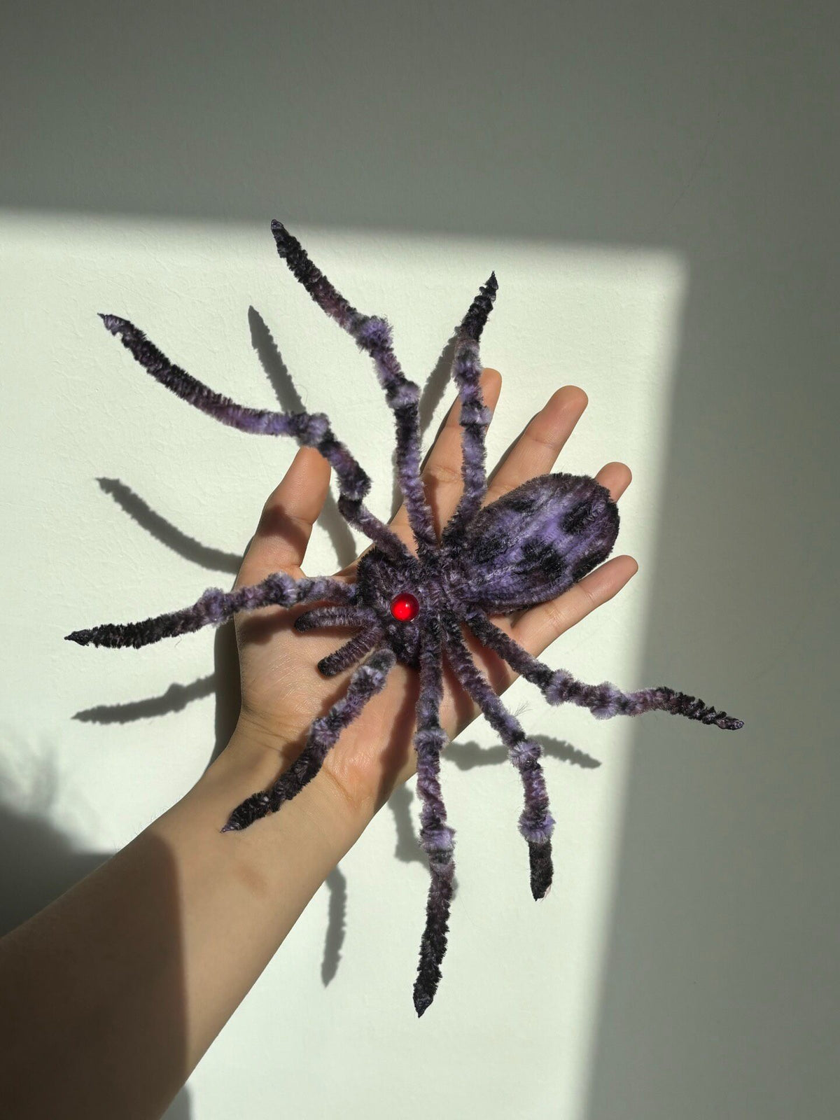 Chenille Spider Plush Poseable Dark Purple
