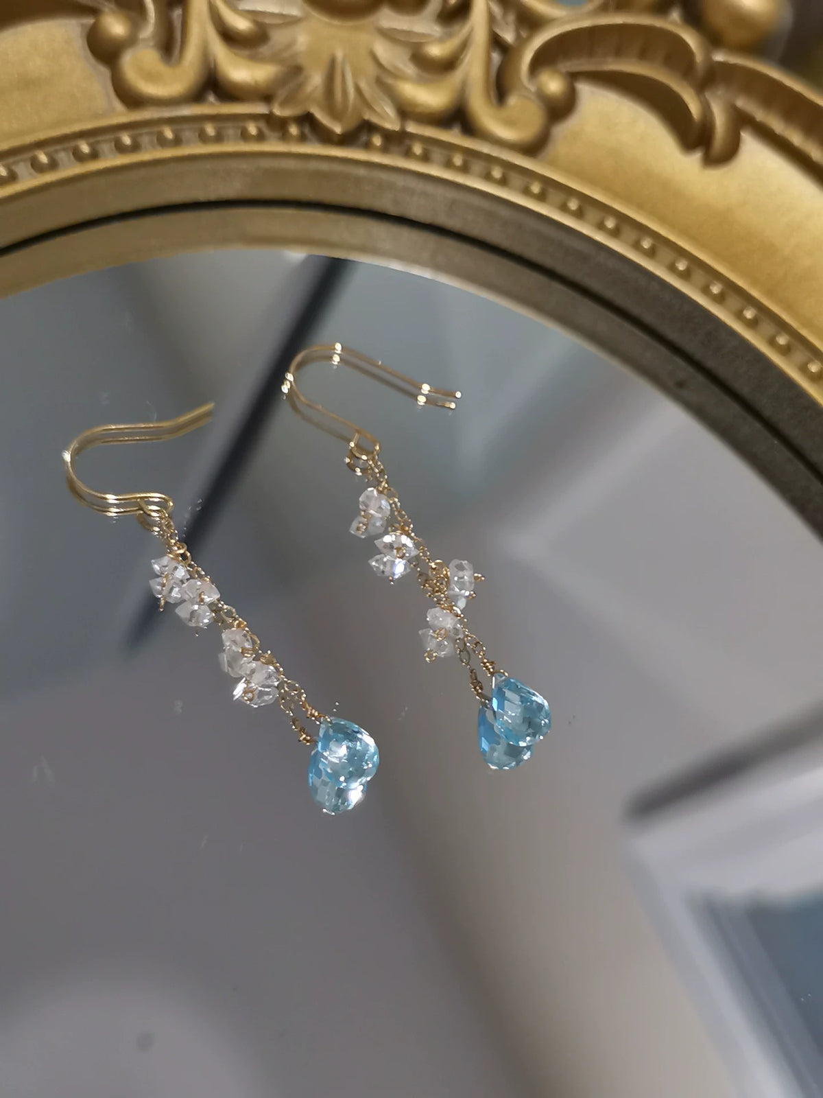 Apatit Herkimer Kristall Gold-Filled Tropohrringe