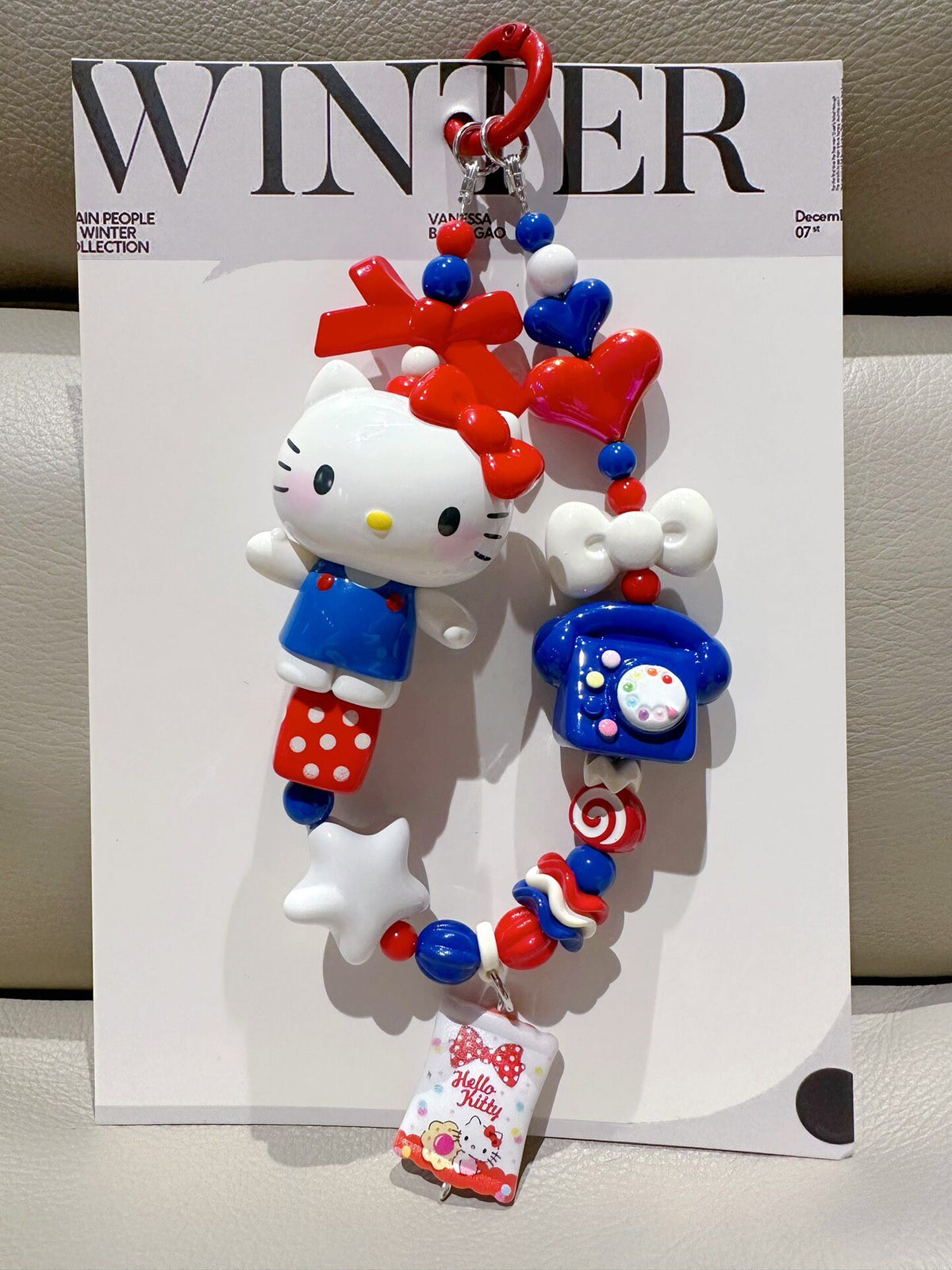 Hello Kitty Red White Blue Beaded Chain