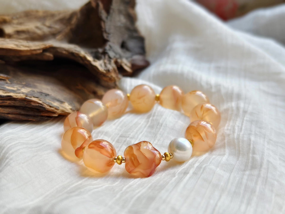 Dragon Vein Agate Star Bead Bracelet