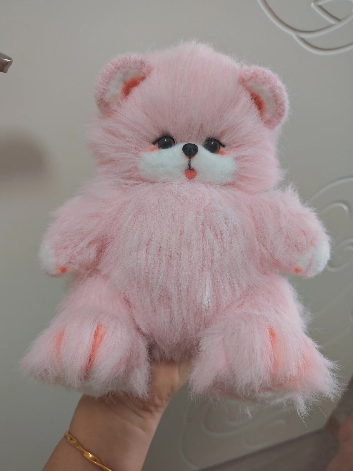 Roze Gebreide Knuffelbeer 22cm Custom