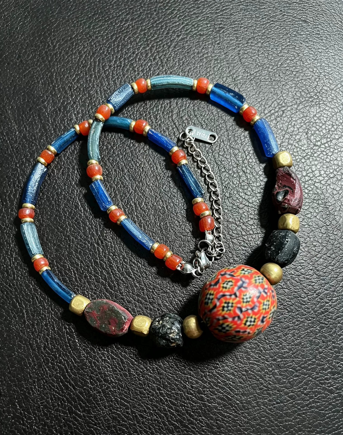 Ancient Roman Glass Mosaic Bead Necklace