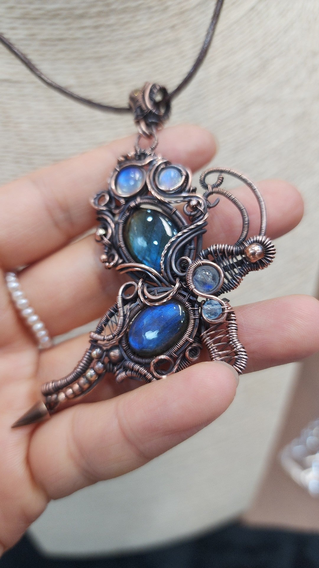 Wirewrapped Labradorite Teardrop Pendant Necklace
