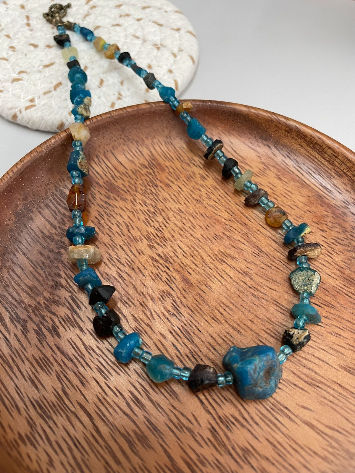 Ancient Roman Blue Glass Bead Necklace