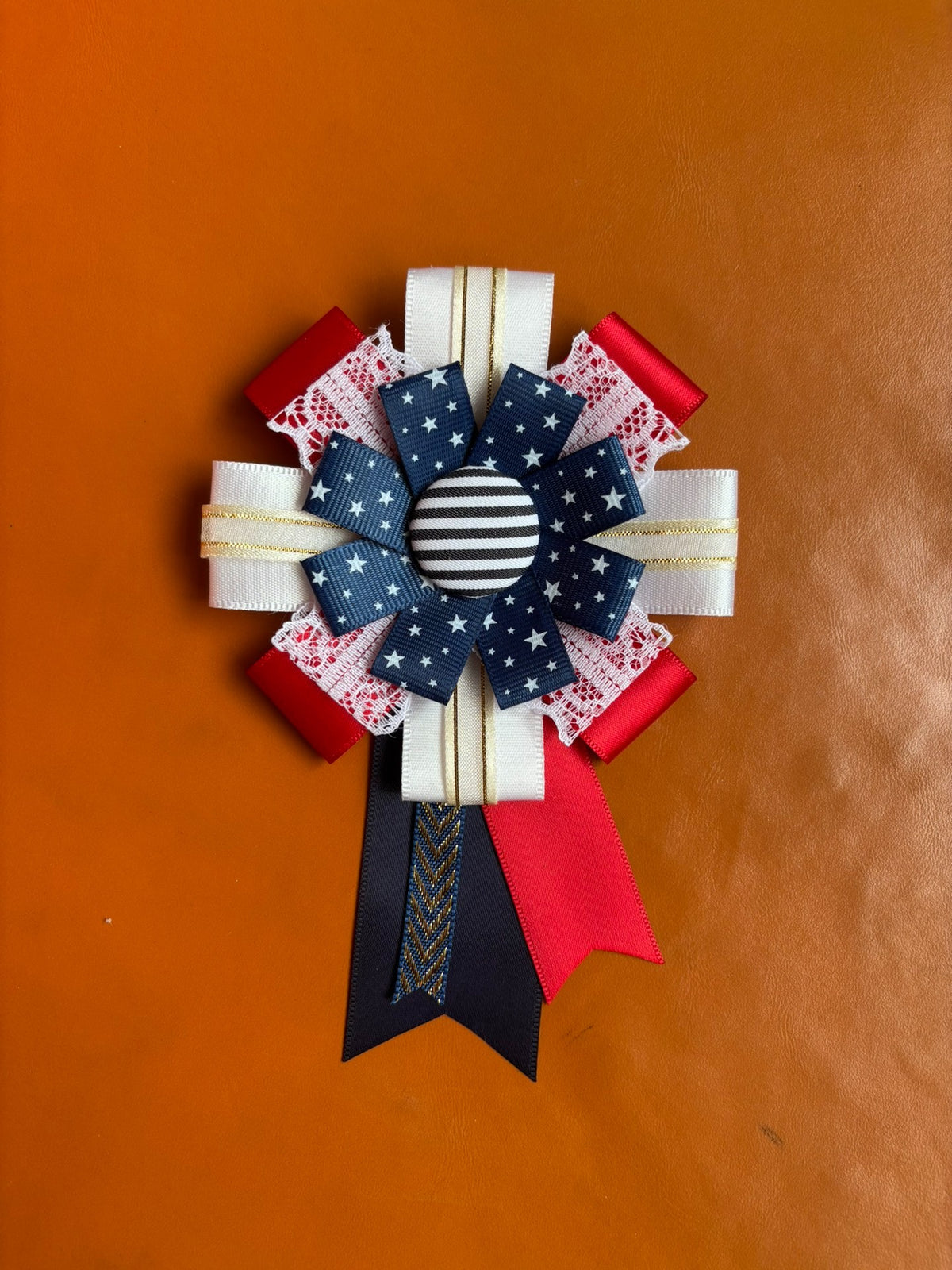 American Collegiate Corsage Brooch Red