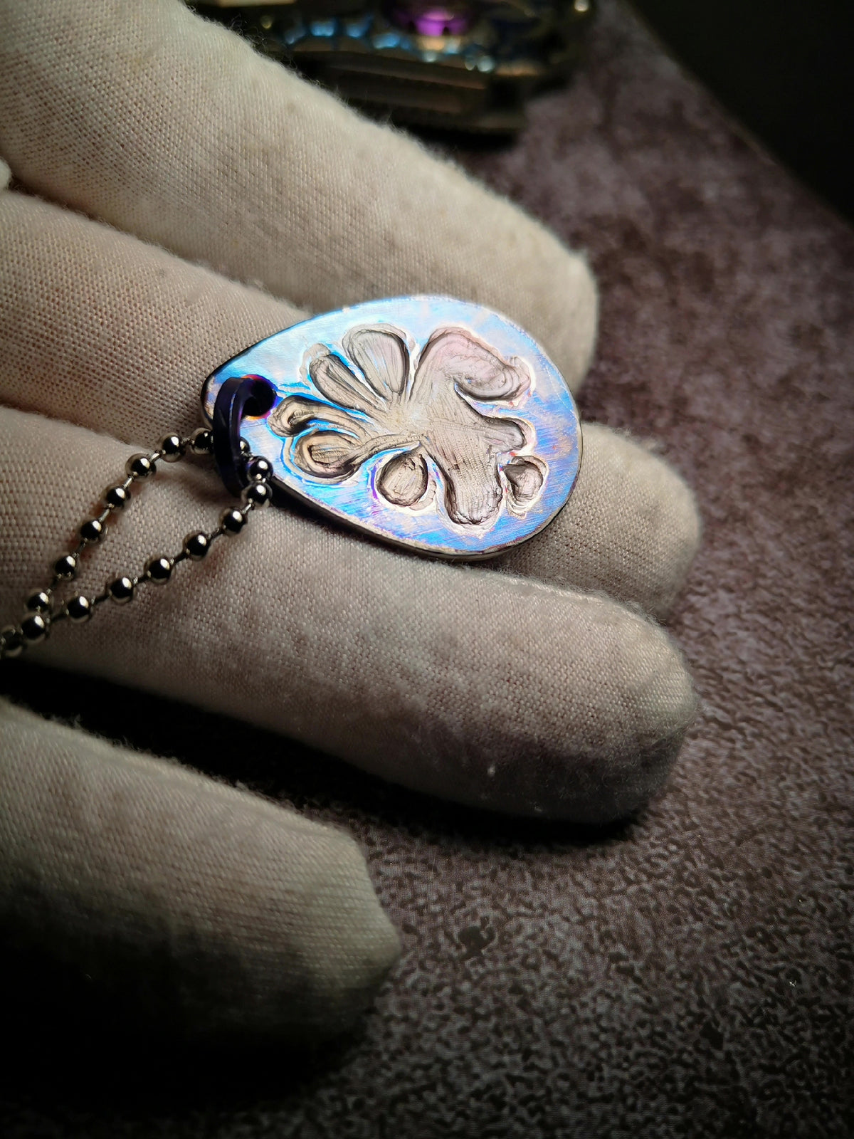 Pure Titanium Teardrop Pendant Necklace