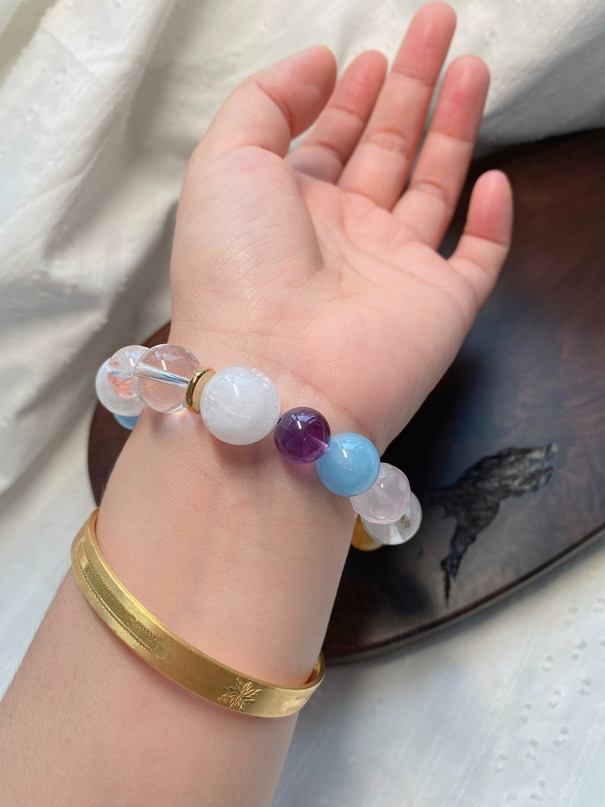 Multi-Gemstone Crystal Bracelet with Kunzite