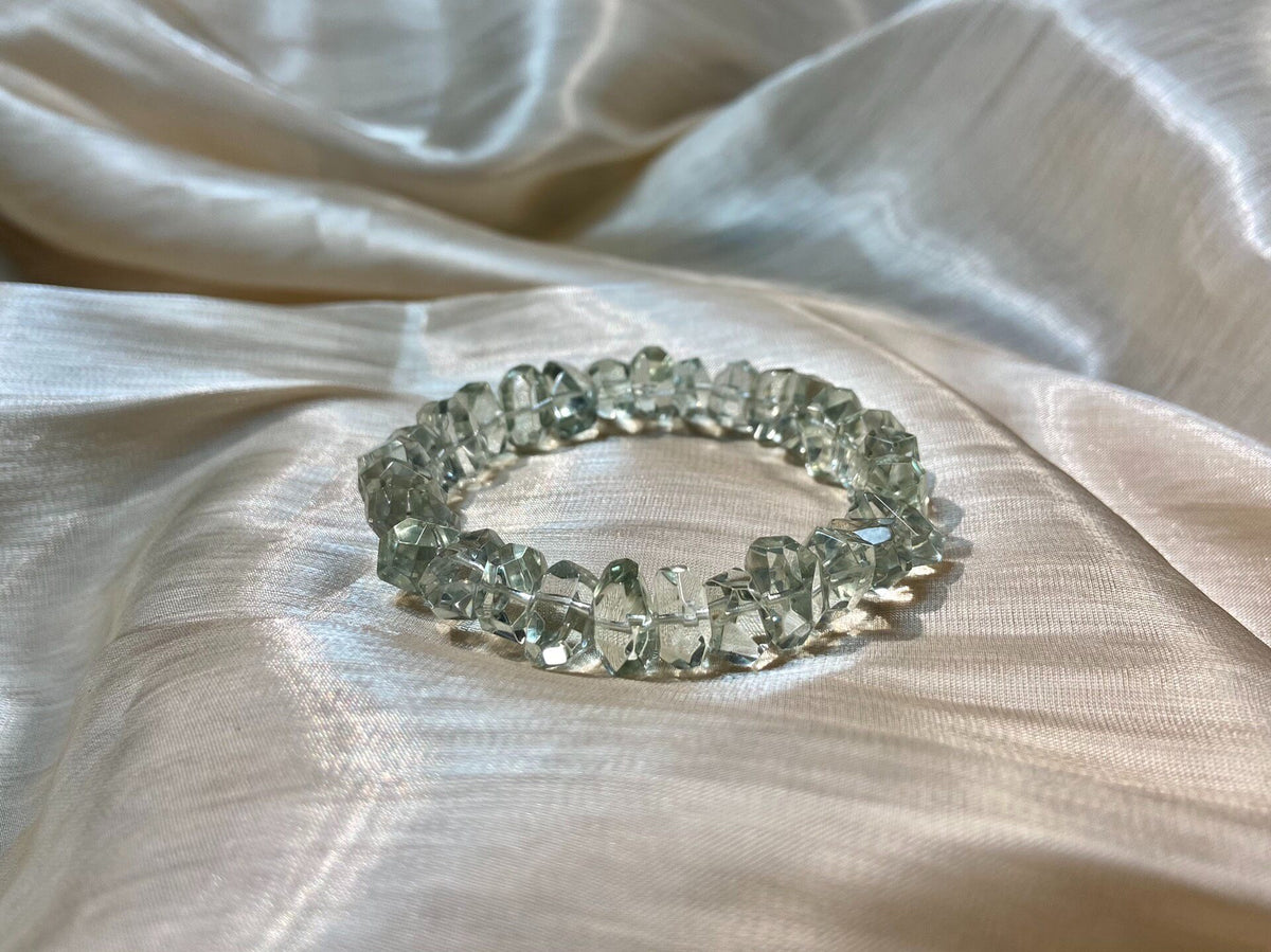 Natural Green Crystal Faceted Bead Bracelet