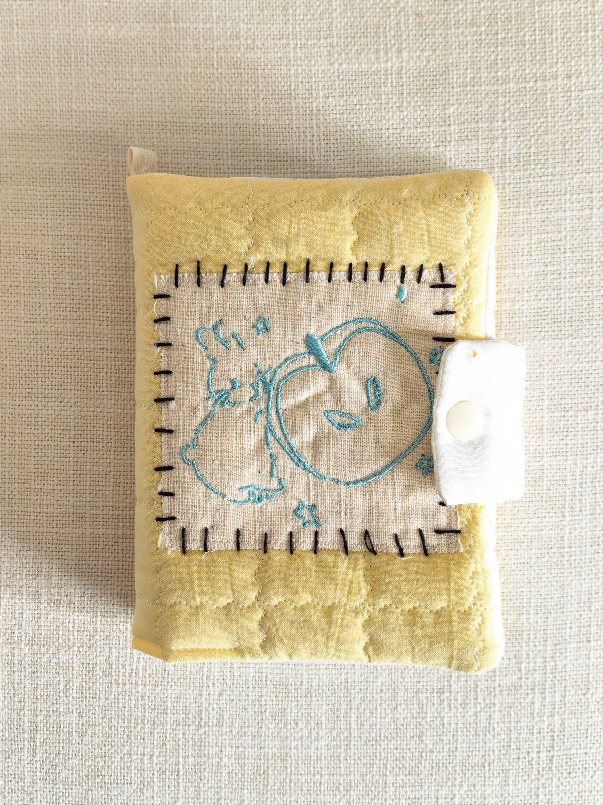 Quilted Cotton A6 Notebook Cover with Rabbit Applique