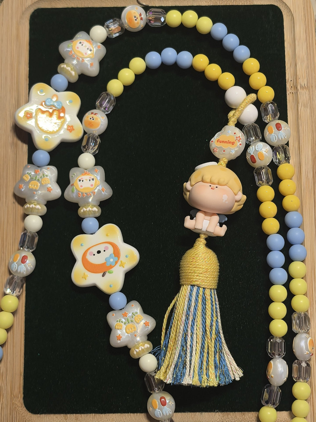 Angel Figurine Beaded Phone Charm Crossbody Strap
